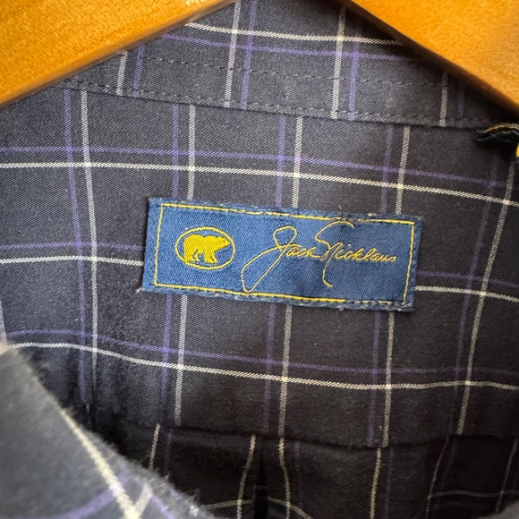 Jack Nicklaus Men's Long Sleeve Check Button Up Casual Dress Shirt Navy/Purple M - Picture 3 of 14